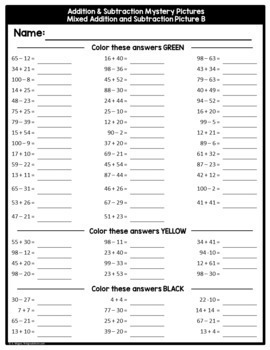 and subtraction math 1 addition grade pdf for worksheets by Magee Mystery  Addition and TpT Subtraction Pictures  Mrs