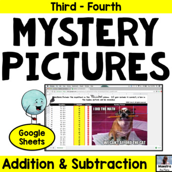 Preview of Addition and Subtraction Mystery Pictures Math for Google Classroom