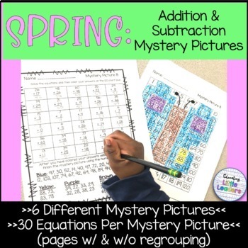 Preview of Spring Addition and Subtraction Mystery Pictures