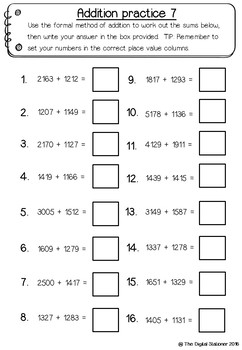 Addition & Subtraction Pack (Hundreds and Thousands) - 60 PRACTICE ...