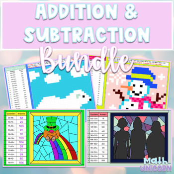 Preview of Addition and Subtraction Pixel Art Bundle