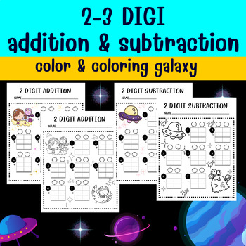 Preview of Addition and Subtraction Place Value Math Equation Templates Clip Art / galaxy