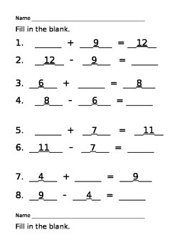 Preview of Addition and Subtraction Practice