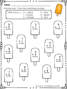 Addition and Subtraction Practice -- Popsicle Plus! by Scribbles and Dots