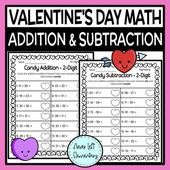 Preview of Addition and Subtraction Practice and Review - Valentine's Day Activity