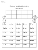 Addition and Subtraction Practice within 5 and 10