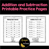 Addition and Subtraction Printable Practice Pages
