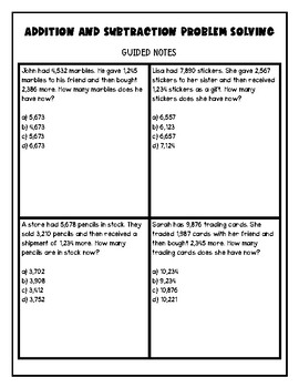addition and subtraction problem solving grade 1