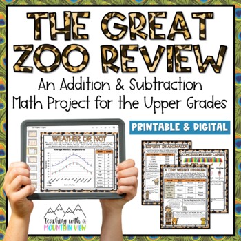 Preview of Addition and Subtraction Math Project | Operations | Real-World Zoo Application