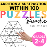 Addition and Subtraction to 100 Puzzles for Math Fact Prac