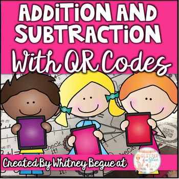Preview of Addition and Subtraction Number Line QR Code Task Card Bundle