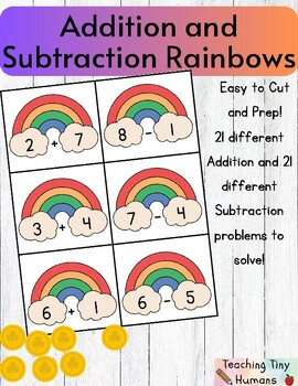 Preview of Addition and Subtraction Rainbows | Kindergarten Math | March | St Patrick' Day