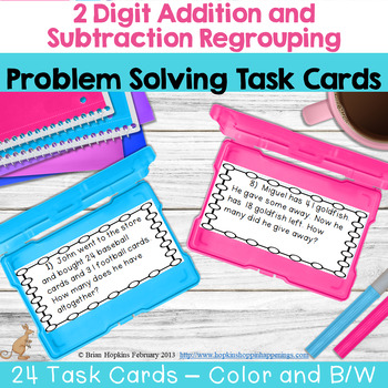 Preview of Addition and Subtraction Regrouping Word Problem Task Cards