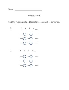 Preview of Addition and Subtraction Related Facts