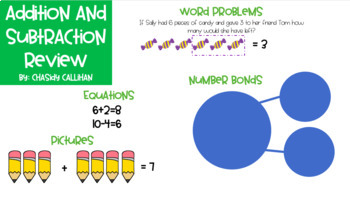 Preview of Addition and Subtraction Review (0-10)  Distance Learning or Center Work