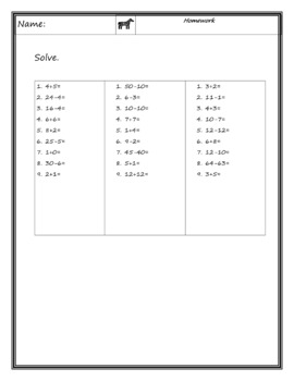 Preview of Addition and Subtraction Review Homework Worksheet