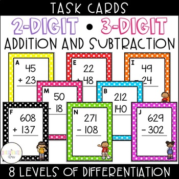 Preview of 2-Digit & 3-Digit Addition and Subtraction Task Cards