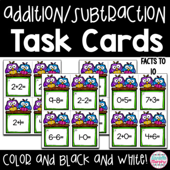 Preview of Addition and Subtraction to 10 Task Cards or Scoot Game