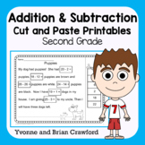 Addition and Subtraction Second Grade Cut and Paste Printables