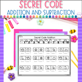 Addition and Subtraction Worksheets - Secret Code - Spring