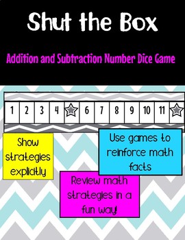 Preview of Addition and Subtraction Shut the Box Dice Game