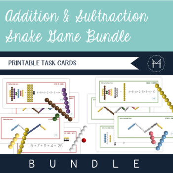 Preview of Addition and Subtraction Snake Game Bundle