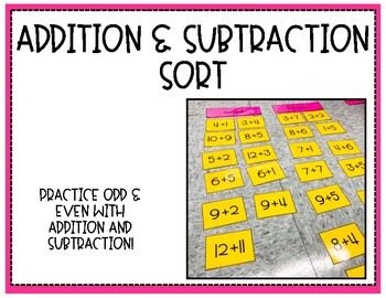 Preview of Addition and Subtraction Sort with Odd/Even Practice!
