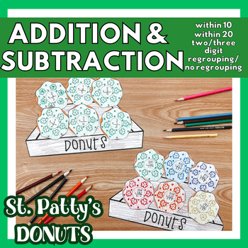 Preview of Addition and Subtraction St. Patrick's Day Math Craft - St. Patty's Day Coloring