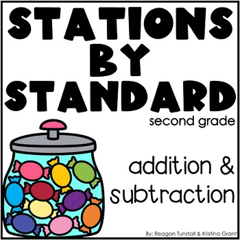 Preview of Addition and Subtraction Stations Second Grade