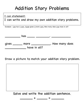 Preview of Addition and Subtraction Story Writing