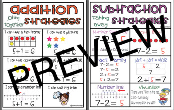 Preview of Addition and Subtraction Strategies Anchor Chart