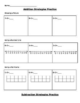 Preview of Addition and Subtraction Strategies Practice