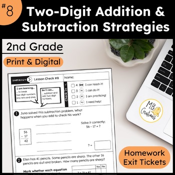 Preview of Addition and Subtraction Strategies Two-Digit Worksheet L8 2nd Grade iReady Math