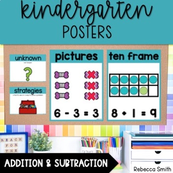 Preview of Addition and Subtraction Anchor Charts and Posters - Kindergarten Math