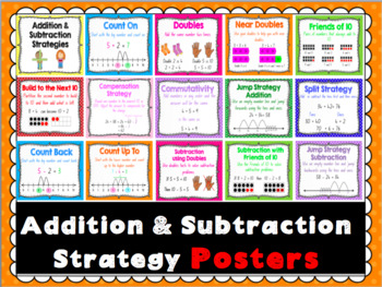 Addition and Subtraction Strategy Posters by Miss T's Creations