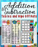 Addition and Subtraction Tables and Wipe Off Mats