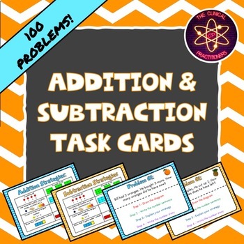 Preview of Addition and Subtraction Task Cards | 100 Problems