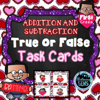 Preview of Valentine's Day Activity First Grade | Valentine's Day Addition and Subtraction