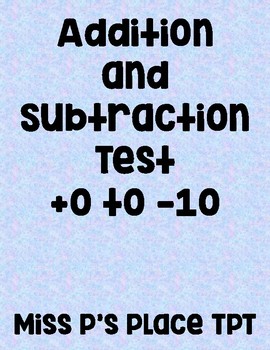 Preview of Addition and Subtraction Test