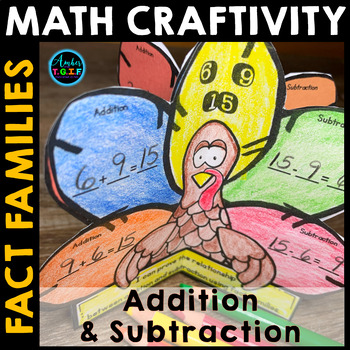 Preview of Thanksgiving Math Craft Activities Turkey Fact Families Addition & Subtraction