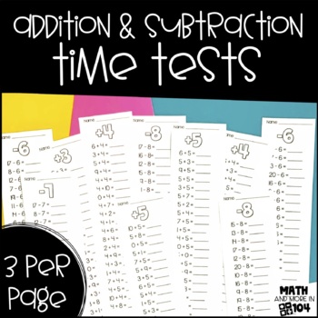 Preview of Addition and Subtraction Time Tests || Fact Fluency