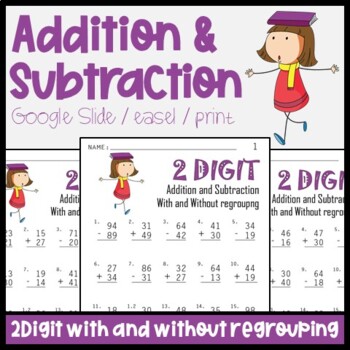 Preview of Addition and Subtraction Timed Tests 2 Digit | Math Fact Fluency With Regrouping