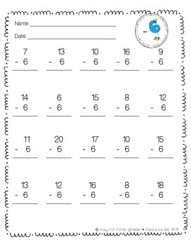 Addition and Subtraction Timed Tests Within 20 by Yay for First Grade