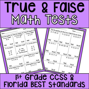 Preview of Addition and Subtraction: True and False Equations Assessments