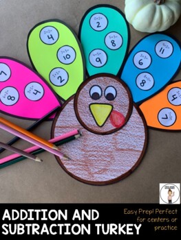 Preview of Addition and Subtraction Turkey {Easy Craft and Thanksgiving Math Craft}