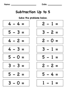 Addition and Subtraction Up to 5 by Nakeshia Wright | TpT