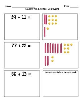 Addition and Subtraction Using Base Ten Blocks by Smiles in Second Grade