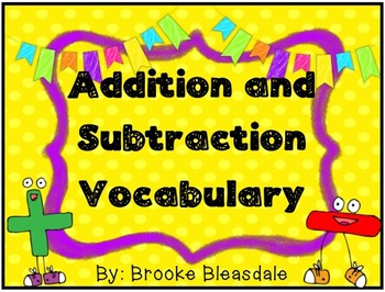 Preview of Addition and Subtraction Vocabulary