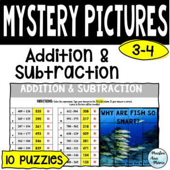 Preview of Addition and Subtraction With Regrouping Mystery Pictures - Pixel Pictures