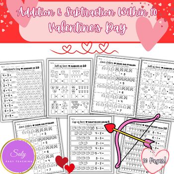 Preview of Addition and Subtraction Within 10 | Valentine's Day Math Activities